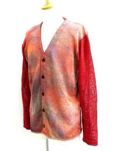 高価買取中 イッセイミヤケメン issey miyake men カーディガン 長袖 vネック メッシュ コットン 2 赤 mm294の高価買取 フクウロ