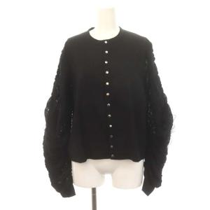 AD2021 レース×チュールスリーブブラウス M ブラック