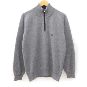ハイネックニット セーター ハーフジップ グレー