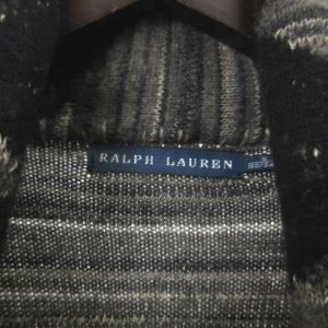 RALPH LAUREN カーディガン 長袖 カシミヤ混 ボタンレス ネイティブ柄 S グレー