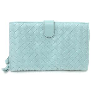 132357 イントレチャート 二つ折り財布 レザー ラウンドファスナー ウォレット ライトブルー