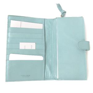 BOTTEGA VENETA 132357 イントレチャート 二つ折り財布 レザー ラウンドファスナー ウォレット ライトブルー