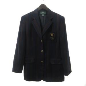 テーラード ジャケット ブレザー ストライプ エンブレム 刺繍 ウール ゴールドボタン ネイビー ボルドー 12