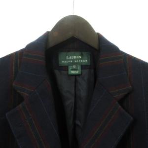 RALPH LAUREN テーラード ジャケット ブレザー ストライプ エンブレム 刺繍 ウール ゴールドボタン ネイビー ボルドー 12