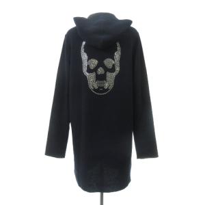 lucien pellat finet パーカー 長袖 ジップアップ ラインストーン ドクロ スカル コットン M 紺 ネイビー