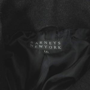 BARNEYS NEW YORK コート スタンドカラー ジップアップ 比翼ボタン ウール カシミヤ混 黒 LL