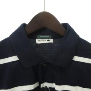 LACOSTE エディフィス ポロシャツ 半袖 ボーダー 鹿の子 ネイビー 白 ホワイト 5