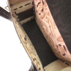 CARVING TRIBES 美品 20AW ハンド バッグ カンパニュラ レザー 本皮 花柄 茶 ブラウン 鞄