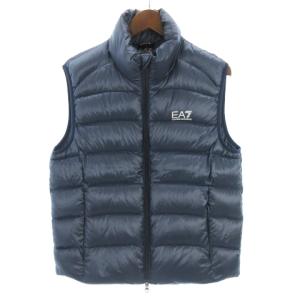 EA7 ダウンベスト ナイロン スタンドカラー ジップアップ ネイビー 紺 S アウター ECR4