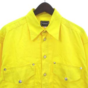 GIANNI VERSACE シャツ 長袖 メドゥーサ ボタン コットン イタリア製 ? イエロー L トップス ECR4