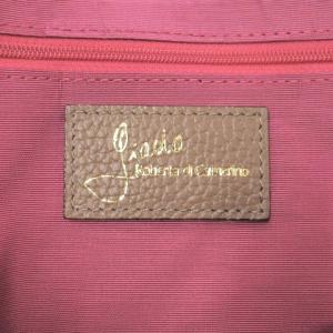 ROBERTA DI CAMERINO giada ジャーダ 美品 ハンドバッグ トート レザー シボ ロゴ バックル グレージュ 鞄