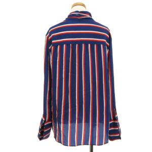 alice + olivia シャツ ブラウス 長袖 リボンタイ ストライプ シルク 青 ブルー M トップス ECR6