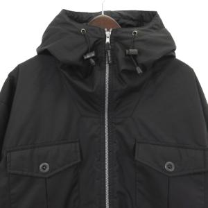 ARMANI JEANS フーデッド コート ジャケット ロング 中綿 ジップアップ イタリア製 黒 ブラック 48