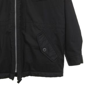 ARMANI JEANS フーデッド コート ジャケット ロング 中綿 ジップアップ イタリア製 黒 ブラック 48