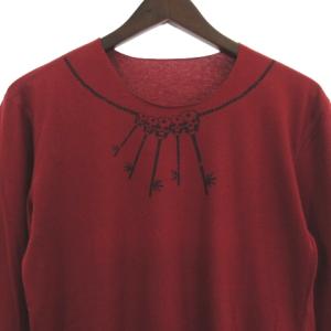 lucien pellat finet Tシャツ カットソー 長袖 プルオーバー スカル プリント コットン イタリア製 赤 レッド L