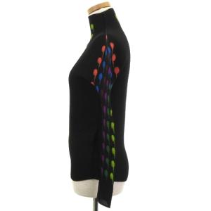 me ISSEY MIYAKE プリーツ カットソー 長袖 ハイネック プルオーバー プリント 黒 ブラック トップス S