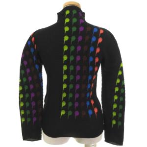 me ISSEY MIYAKE プリーツ カットソー 長袖 ハイネック プルオーバー プリント 黒 ブラック トップス S
