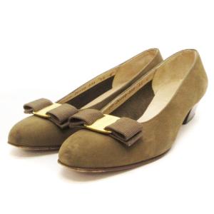 ヴァラ・リボンヌバックレザーパンプス ブラウン