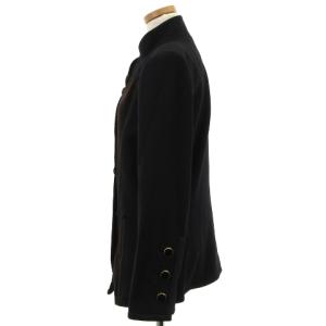 YVES SAINT LAURENT ヴィンテージ ジャケット 異素材 切替 配色 コーデュロイ 金縁ボタン メルトン ウール 黒 ブラック M アウター