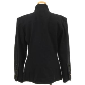 YVES SAINT LAURENT ヴィンテージ ジャケット 異素材 切替 配色 コーデュロイ 金縁ボタン メルトン ウール 黒 ブラック M アウター