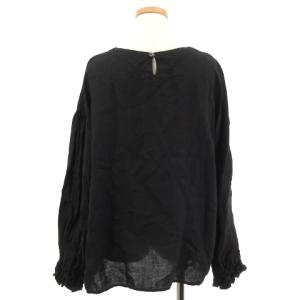 nest Robe 近年モデル 美品 リネンフレアブラウス シャツ 長袖 プルオーバー ドロップショルダー 黒 ブラック F