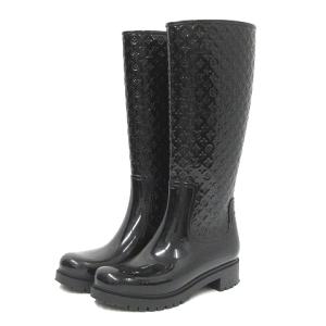 スプラッシュライン モノグラム レインブーツ 37 ブラック