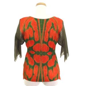 PLEATS PLEASE ISSEY MIYAKE イッセイミヤケ 半袖クルーネックプリーツカットソー 3 オレンジ