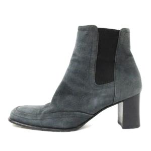 HERMES ショート ブーツ サイドゴア スエード イタリア製 36 グリーン