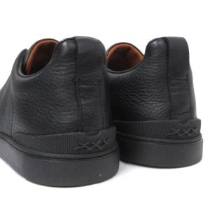 Ermenegildo Zegna COUTURE 美品 Triple Stitch トリプルステッチ スリッポン スニーカー ディアスキン レザー オールブラック