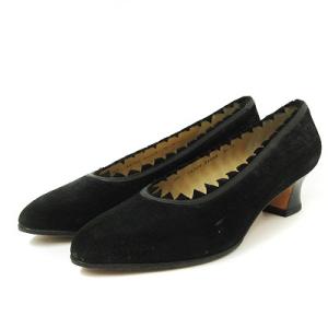 スエードレザーパンプス 5.5D ブラック 靴 IBO15