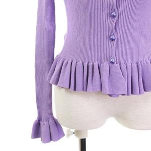 M'S GRACY タグ付き ニット カーディガン フラワーモチーフ フリル 紫 パープル 40 トップス