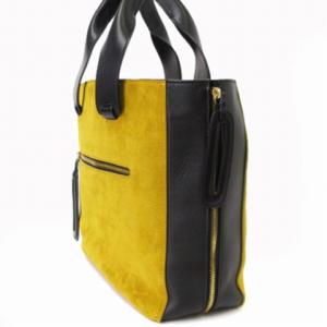 PELLICO ハンドバッグ スエード 黒黄