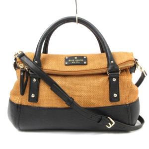 ショルダー バッグ ハンド 2way ストロー レザー 切替 ブラック ブラウン 