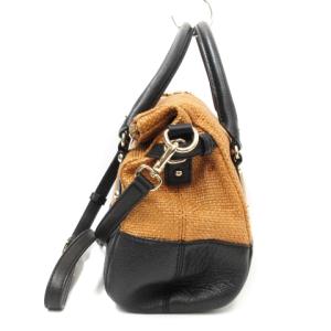 kate spade new york ショルダー バッグ ハンド 2way ストロー レザー 切替 ブラック ブラウン 