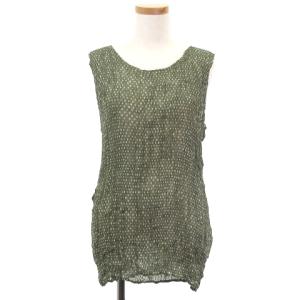 プリーツノースリーブカットソー M グリーン