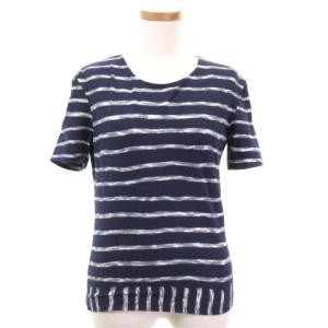 Tシャツ カットソー 半袖 プルオーバー ボーダー ネイビー M