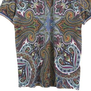 ETRO 美品 ポロシャツ 半袖 ペイズリー柄 イタリア製 コットン 2XL ブルー