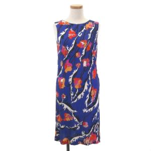 総柄プリントノースリーブワンピース 38 ブルー