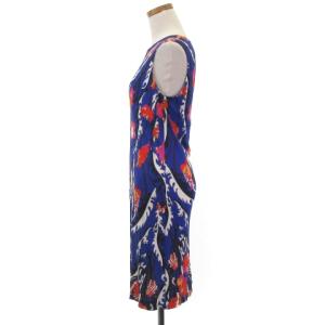 Emilio Pucci 総柄プリントノースリーブワンピース 38 ブルー