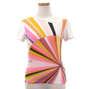 Tシャツ 半袖 クルーネック プリント コットン XS ホワイト マルチカラー