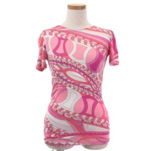 Tシャツ カットソー 半袖 総柄 イタリア製 38 ピンク