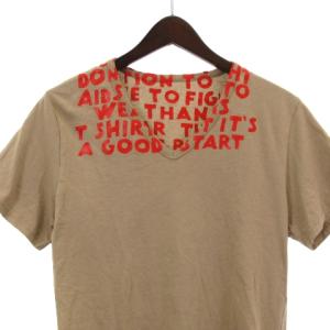 Martin Margiela エイズ Tシャツ カットソー 半袖 Vネック プルオーバー コットン 茶 ブラウン Mトップス IBO15
