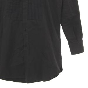 SAINT LAURENT PARIS エディ期 七分袖コットンプリーツシャツ ブラック