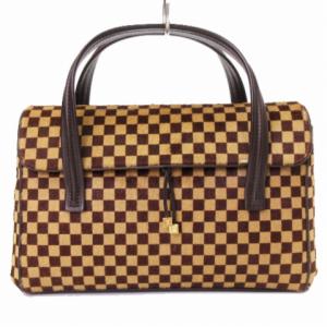 M92131 ライオン ダミエソバージュ ハンドバッグ ハラコ ブラウン