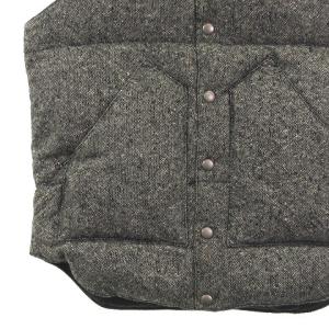 Rocky Mountain FeatherBed ダウンベスト ツイード ヨーク切替 レザー 36 グレー
