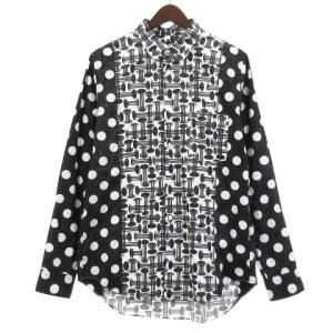 AD2018 長袖切替ドットシャツ L ブラック