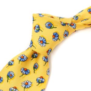 ネクタイ レギュラー 花柄 シルク イエロー