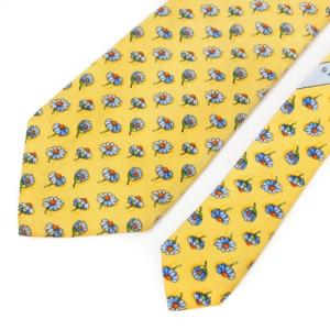 Salvatore Ferragamo ネクタイ レギュラー 花柄 シルク イエロー