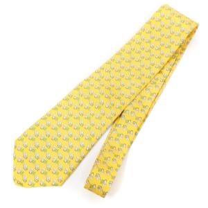 Salvatore Ferragamo ネクタイ レギュラー ゾウ柄 シルク イエロー