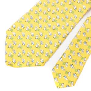 Salvatore Ferragamo ネクタイ レギュラー ゾウ柄 シルク イエロー